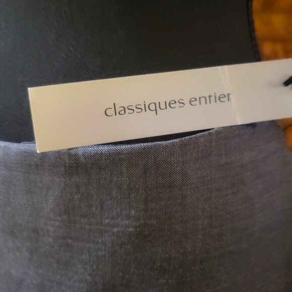 NWT! Classiques Entier Wool Gray Pencil Skirt Front Diagonal Slit - Size 2 - Picture 2 of 10